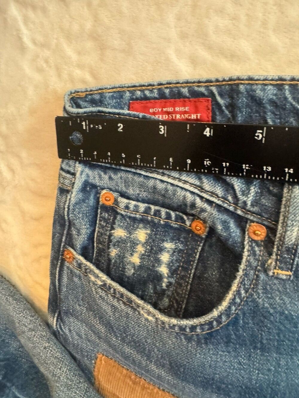 Lucky Legend Mid Rise Boyfriend High Bluff Patchwork Blue Denim Jeans Size 8/29 - Picture 6 of 13